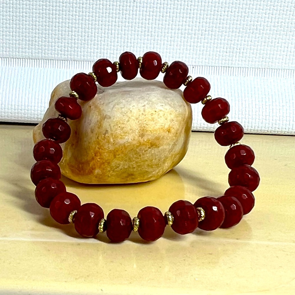 10 mm natural facet ruby rondelle bracelet